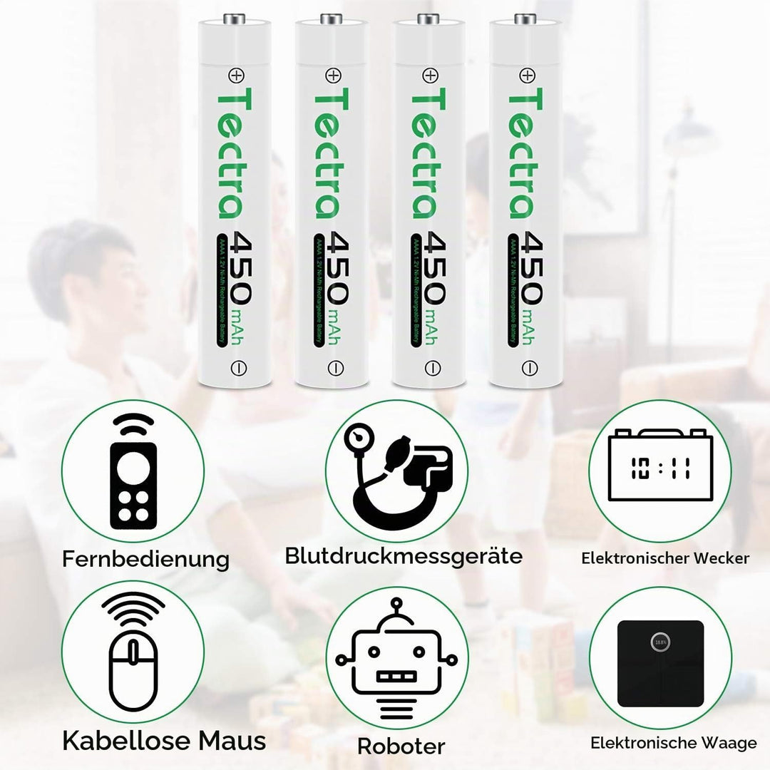 DuraPro 4X Akku AAAA Batteries + LED USB Ladegerät für Stylus Pens, Stirnlampen, Quadruple A,Quad A,