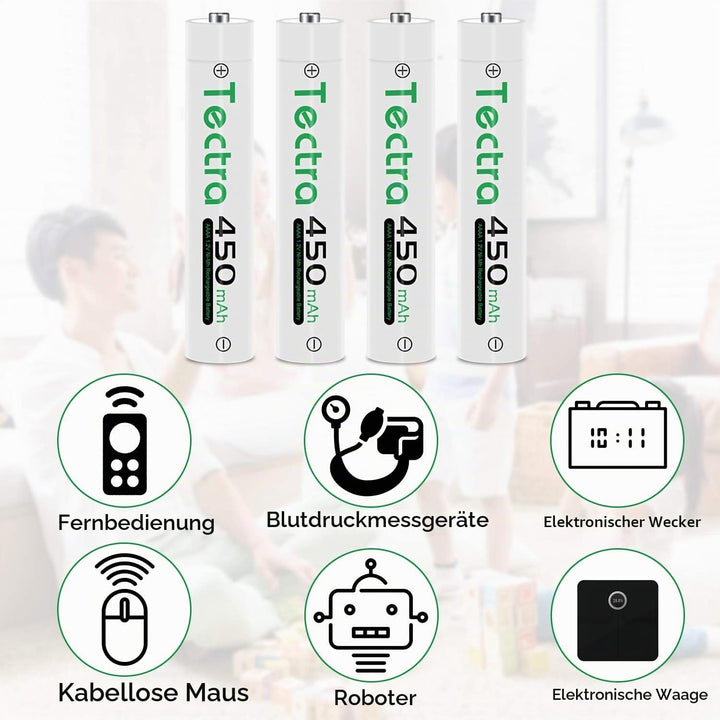 DuraPro 4X Akku AAAA Batteries + LED USB Ladegerät für Stylus Pens, Stirnlampen, Quadruple A,Quad A,