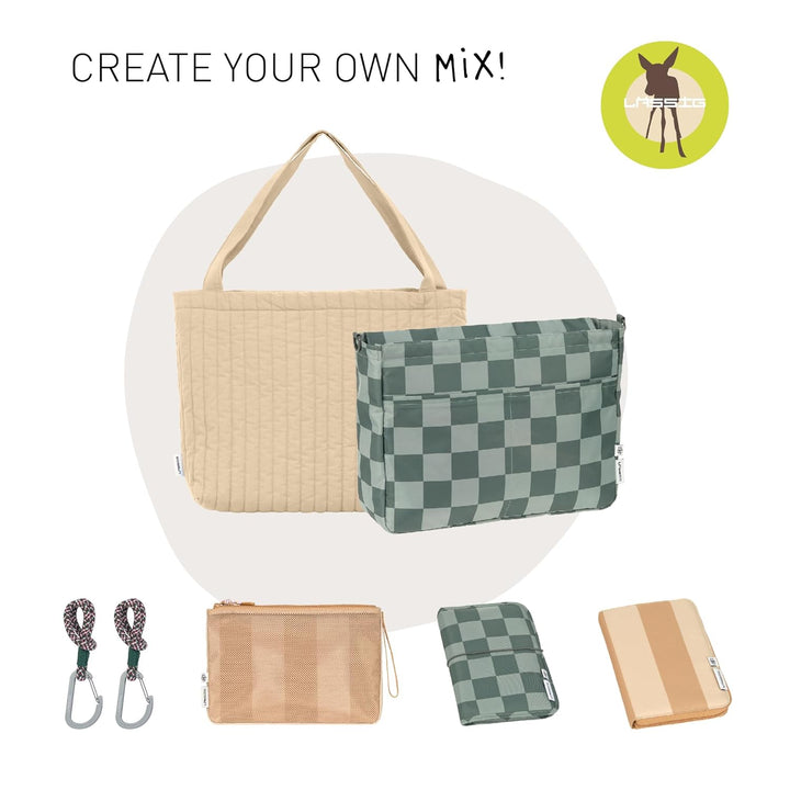 LÄSSIG Baby Wickeltasche Shopper mit Kinderwagenbefestigung/MIX Shopper Cotton beige, Beige