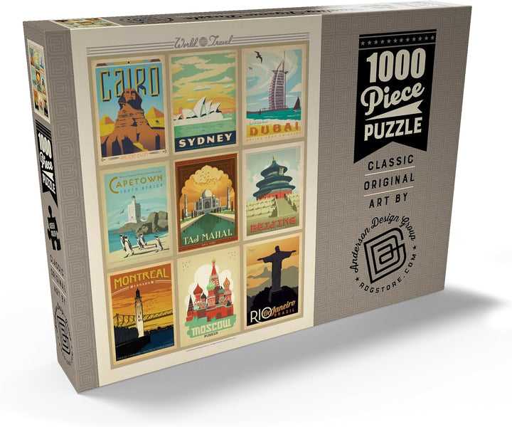 World Travel, Collage, Vintage Poster - Premium 1000 Teile Puzzle - MyPuzzle Sonderkollektion von An