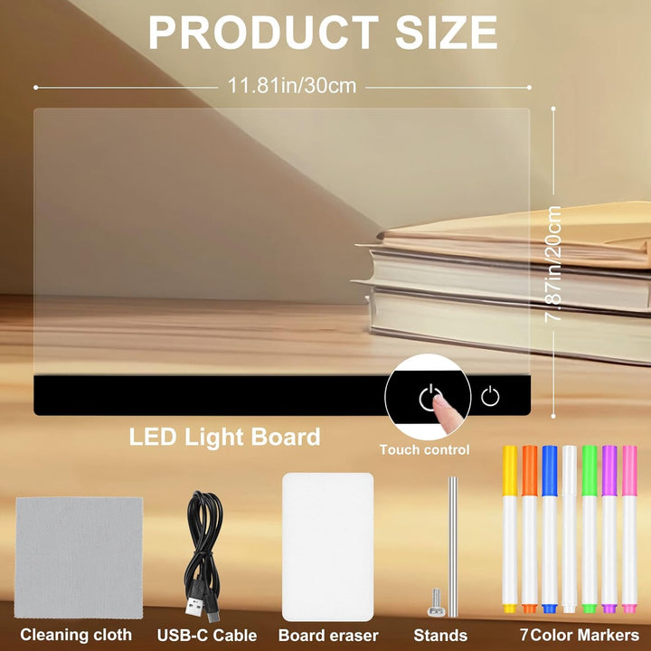 LED Notiztafel mit Farben, 30x20 CM Leuchtendes LED Zeichenbrett für Kinder, 6 Farben Einstellbar 4