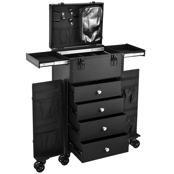 Kosmetik Trolley Kosmetikkoffer Friseurkoffer mit 4 Schubladen Make up Koffer Gross Schminkkoffer Na