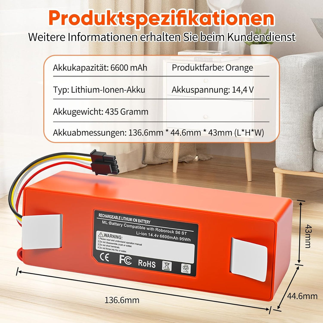 Akku für Roborock S7 Zubehör,S7 MaxV/MaxV Ultra,Q5/Max+/Pro+,Q7,Q7+/Max/Pro,S8+ Roboter Staubsauger,