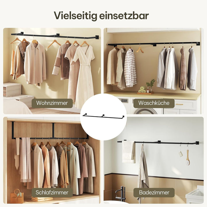 eSituro Kleiderstange Wandmontage, Garderobe Rohr industrial, für Flur Küche Wohnzimmer Badezimmer,