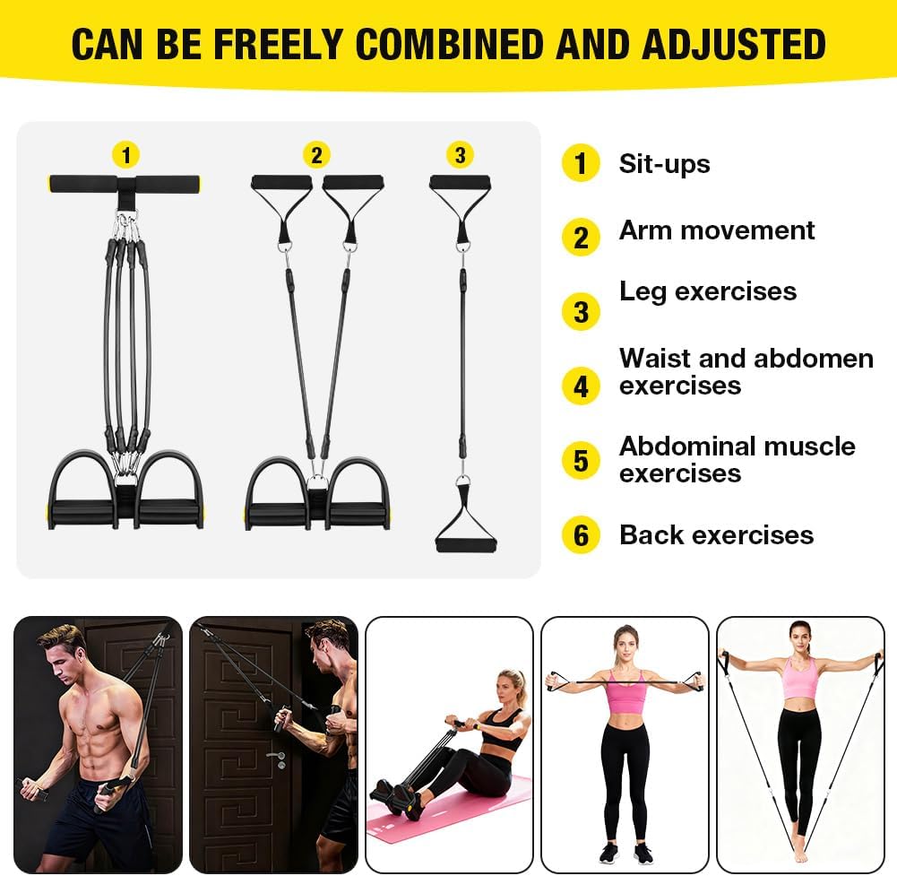 Flintronic Verstellbarer Chest Expander Fitness Widerstandsbänder mit 3 Strings o 5 Strings, Verstel
