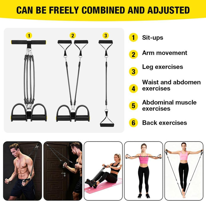 Flintronic Verstellbarer Chest Expander Fitness Widerstandsbänder mit 3 Strings o 5 Strings, Verstel