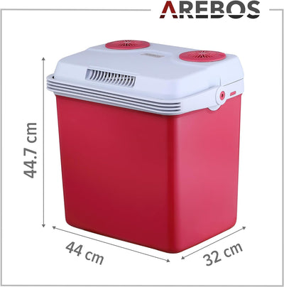 Arebos 25 Liter Kühlbox | zum Kühlen und Warmhalten | Mini Kühlschrank | Thermo-elektrische Kühlbox