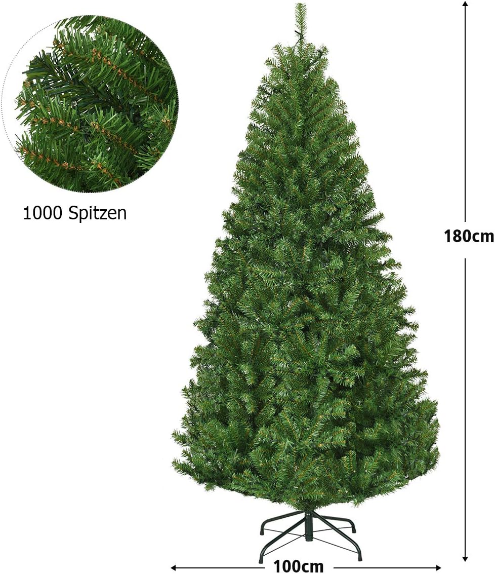 COSTWAY 120/150/180/210cm LED Künstlicher Weihnachtsbaum mit 11 Lichtmodi und 5 Farbwechsel, Tannenb