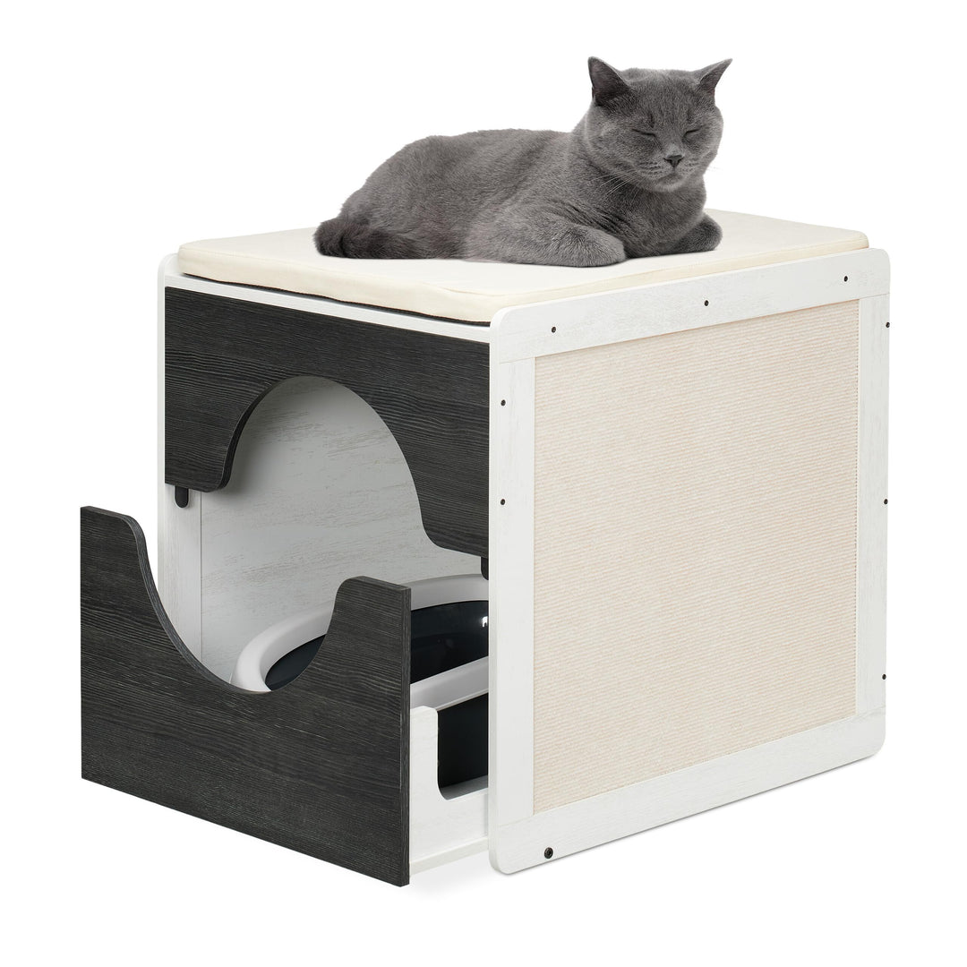 Relaxdays Katzenschrank für Katzentoilette, Katzenklo verstecken, ausziehbare Schublade, HBT: 57 x 5