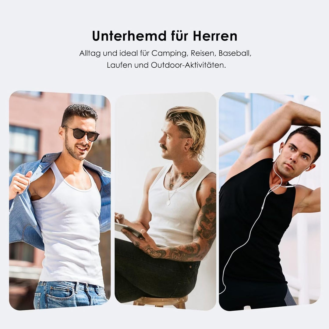 YouShow Unterhemd Herren 5er Pack 100% Baumwolle Tank Top Feinripp S 1*schwarz + 1*weiss + 1*grau +