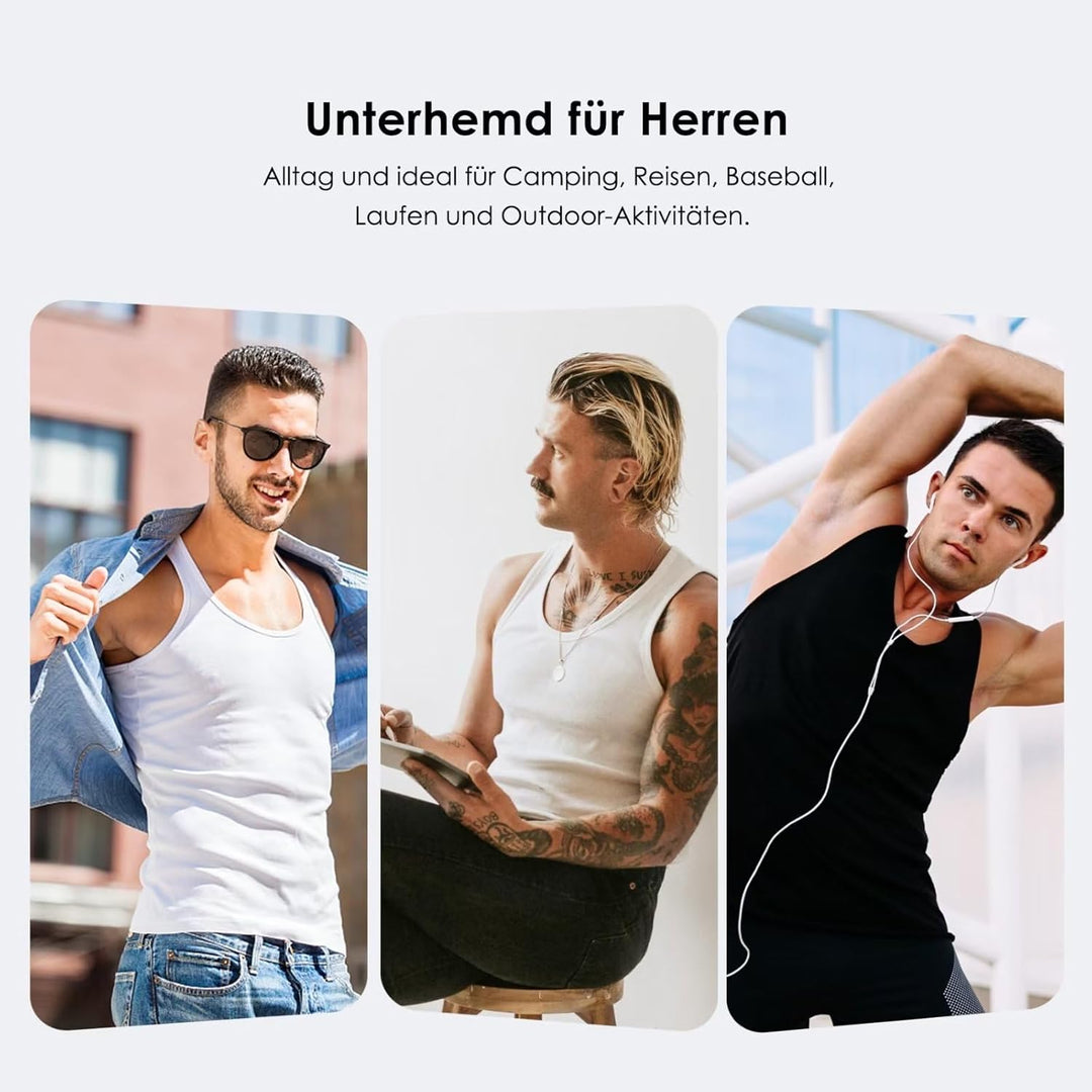 Unterhemd Herren 3/5er Pack 100% Baumwolle Tank Top Feinripp, S 5*weiß