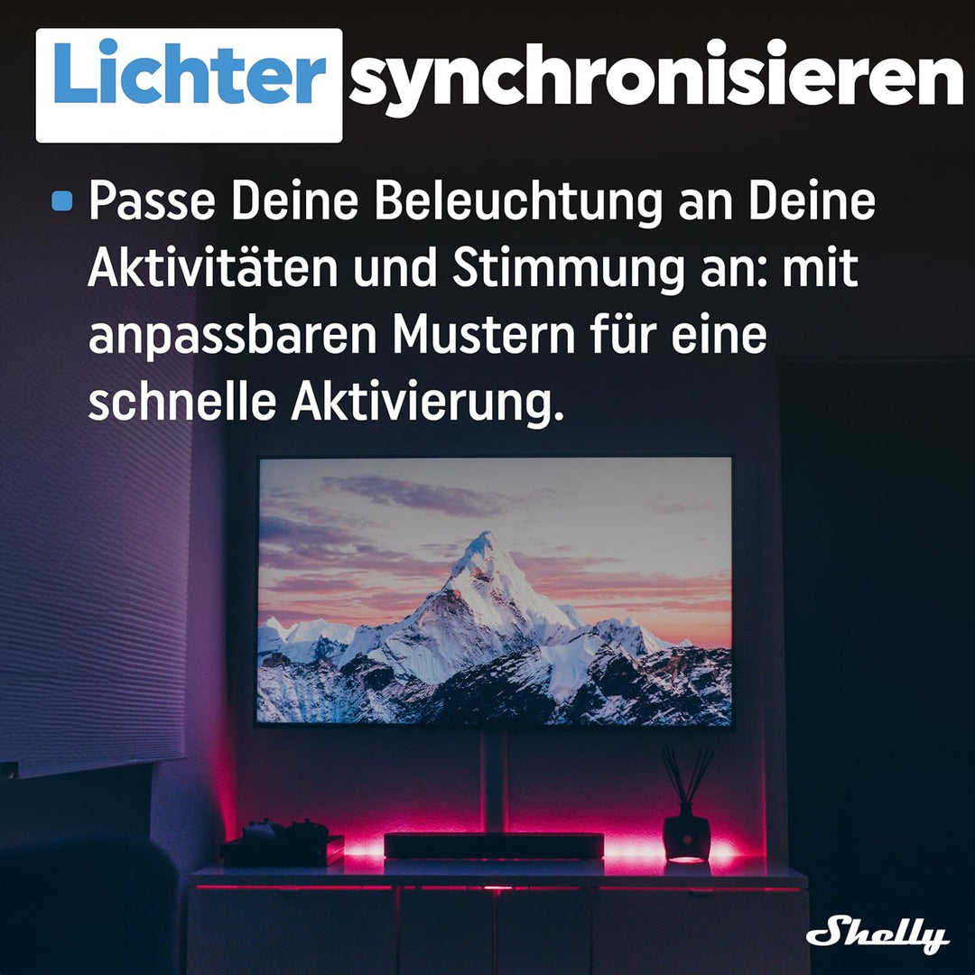 Shelly Plus RGBW PM - WLAN Controller für LED-Streifen, 12-24 VDC, 3 Beleuchtungsprofile, Leistungsm