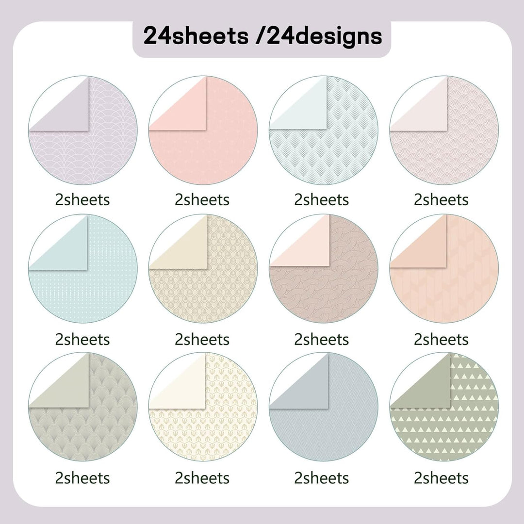 24 Blatt Boho Muster Scrapbook Papier Set, 30x30 Scrapbooking Papier Doppelseitige Designer Paper Ba