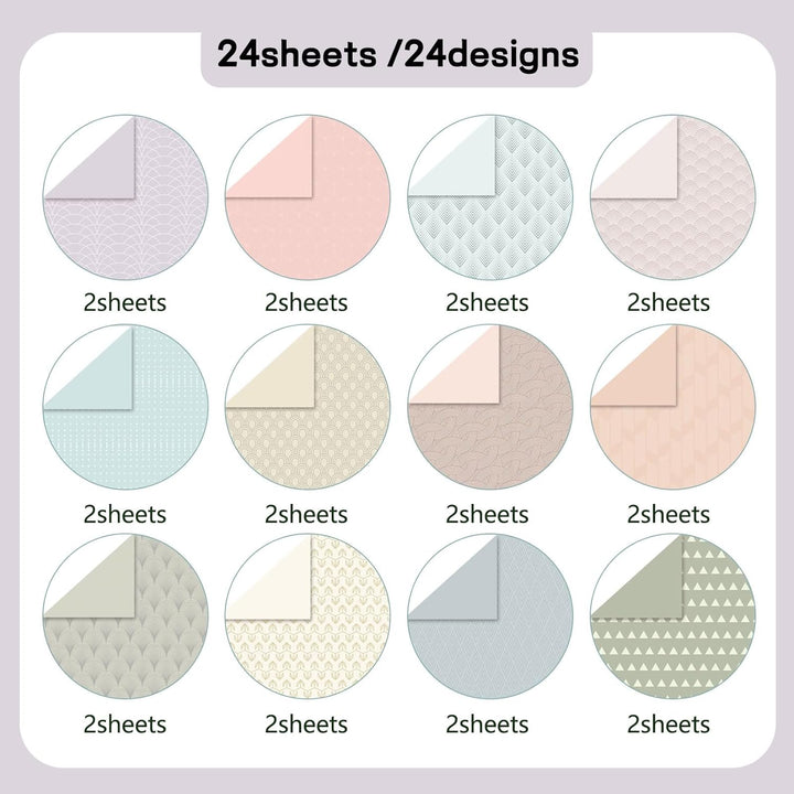 24 Blatt Boho Muster Scrapbook Papier Set, 30x30 Scrapbooking Papier Doppelseitige Designer Paper Ba