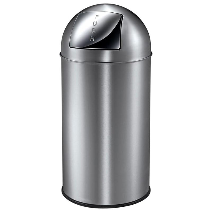 PROREGAL Abfallbehälter mit Pushdeckel & Inneneimer aus Metall | 40 Liter, HxBxT 74x34x34cm | Matt E