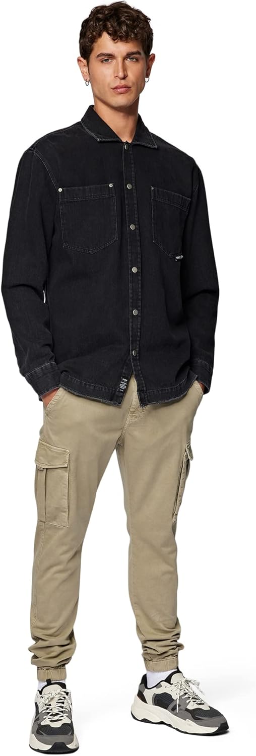 Mavi Herren Long Sleeve Shirt Hemd L Black Denim, L Black Denim