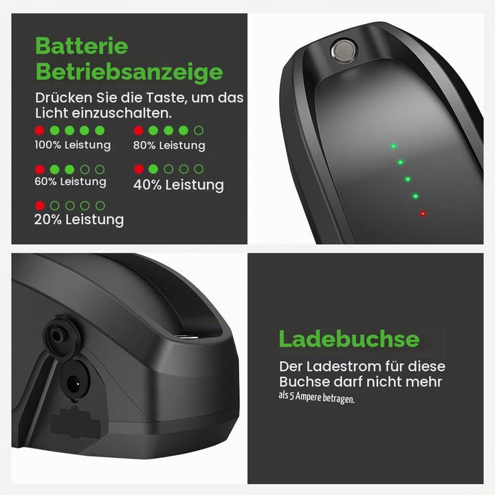 E-Bike Batterie 36V 10,4Ah Li-ion Downtube Akku ZZ98 Elektrofahrrad Prophete BP