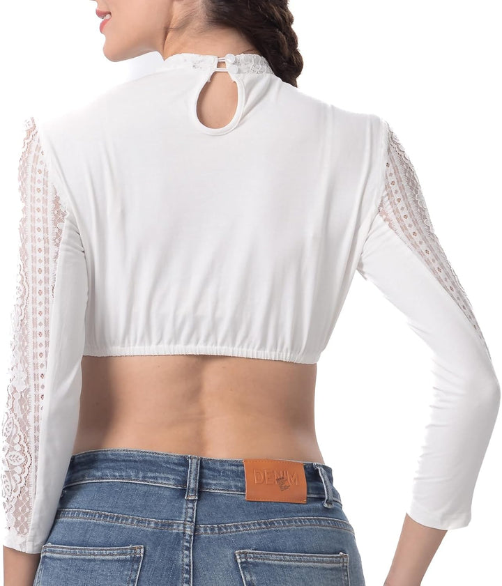 Kelliar Dirndlbluse Damen Trachtenbluse Creme Dirndl Bluse für Oktoberfest | Bavarian Oktoberfest We