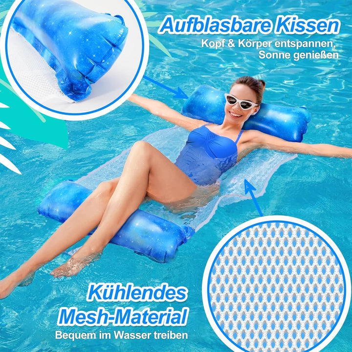 Dusor Luftmatratze Pool Zubehör 2Stück, XL Luftmatratze Wasser Hängematte, Aufblasbare Pool Spielzeu