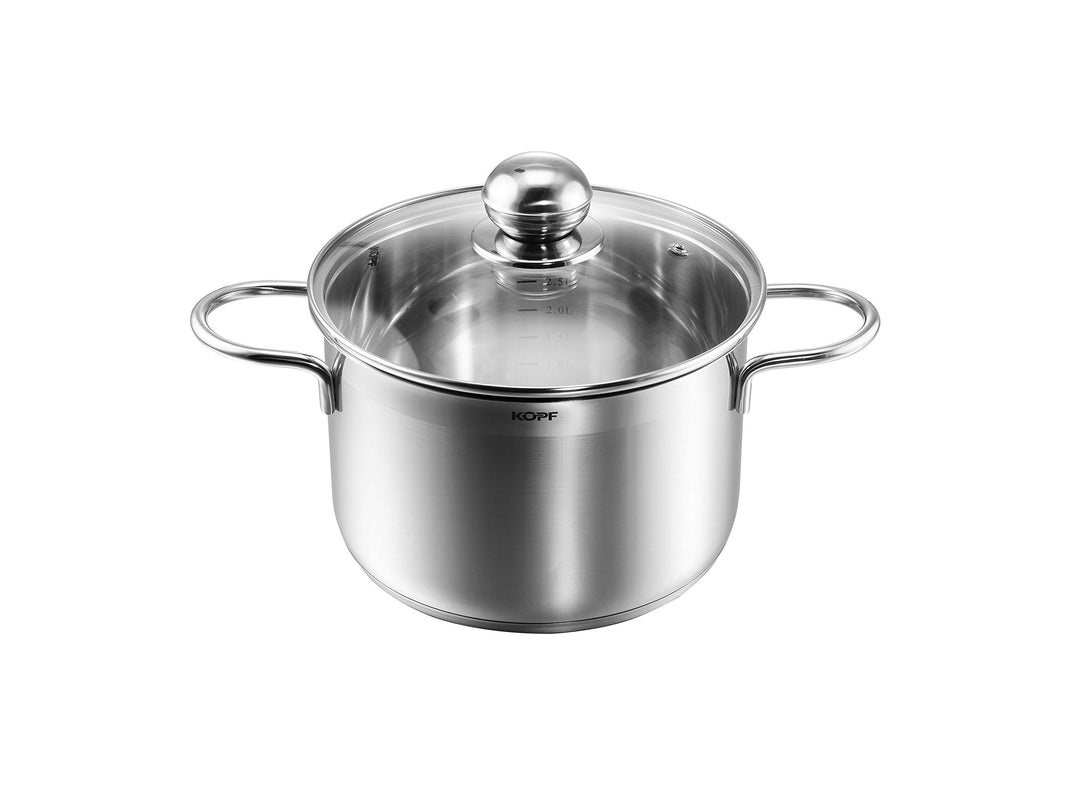 Kopf Fleischtopf Josie (Ø 16 cm, Höhe 10,5 cm, 1,95 Liter, Edelstahl, kleiner Topf, Kochtopf, Indukt