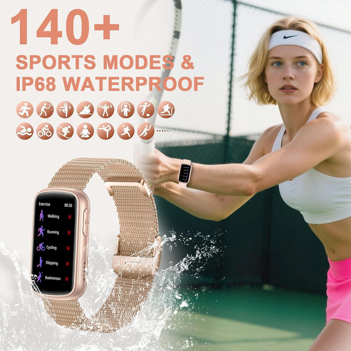 Smartwatch Damen,Bluetooth-Anruf,Herzfrequenz-/Schlafmonitor/SpO2,130+ Sportmodi, 1,47'' HD Touchscr