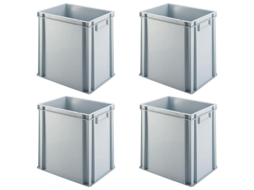 SuperSparSet 4x Eurobehälter mit geschlossenem Griff | HxBxT 40x30x40cm | 37 Liter | Grau | Eurobox,