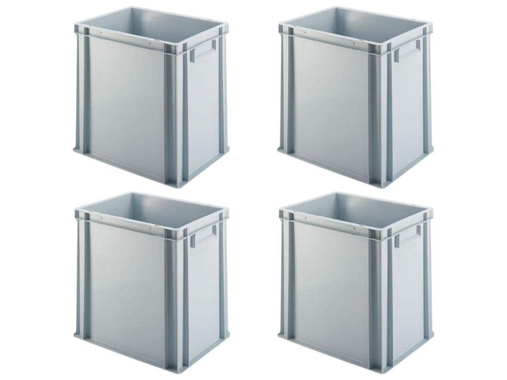 SuperSparSet 4x Eurobehälter mit geschlossenem Griff | HxBxT 40x30x40cm | 37 Liter | Grau | Eurobox,