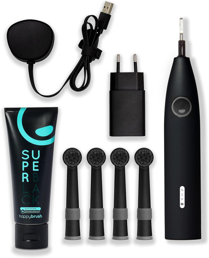 happybrush® Elektrische Zahnbürste Eco R2 - Nachhaltige rotierende Zahnbürste mit Power-Akku inkl. 3
