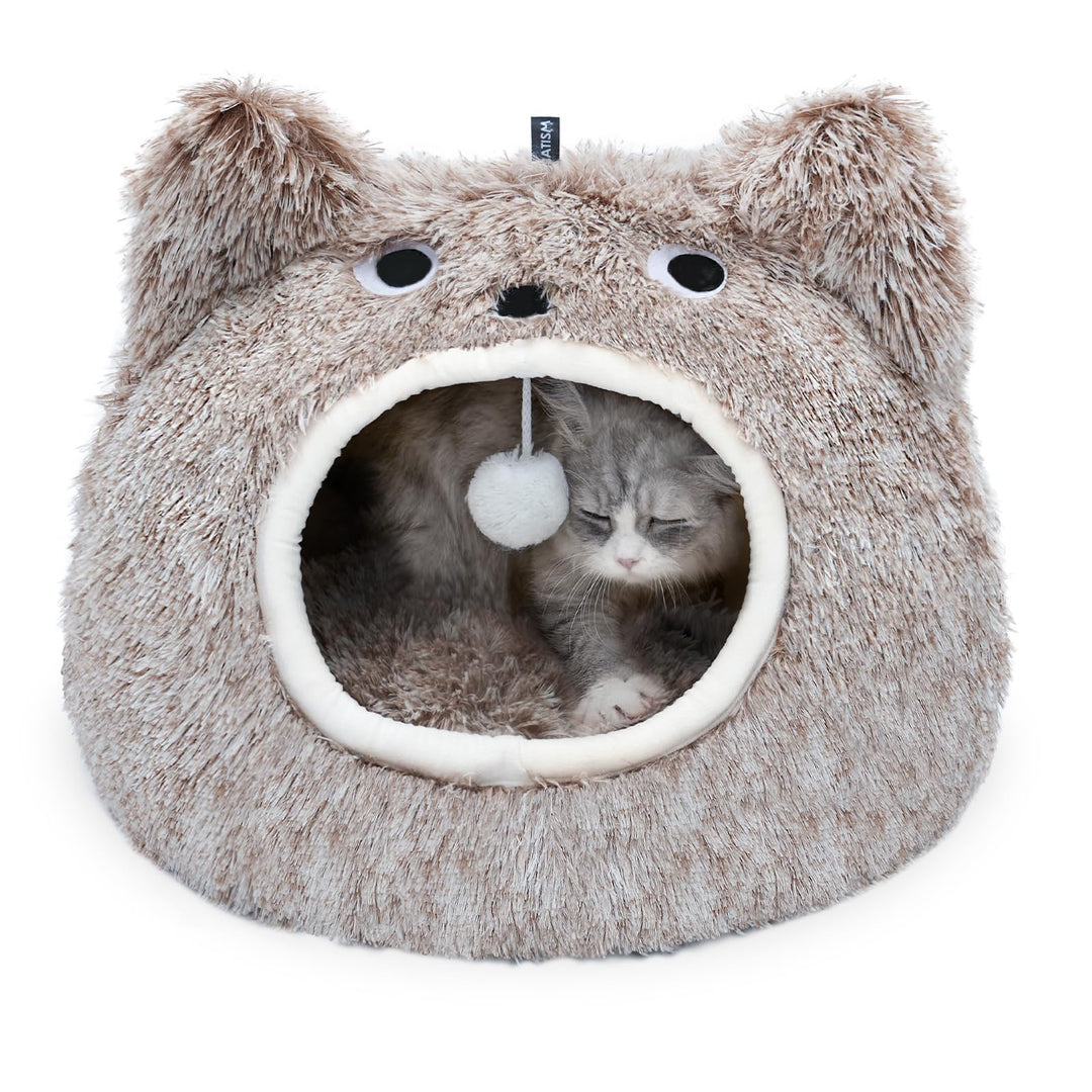 CATISM Katzenhöhle Katzenbett Waschbar Katzenschlafplatz für Katzen Cute Moster Plüsch Haustier Katz