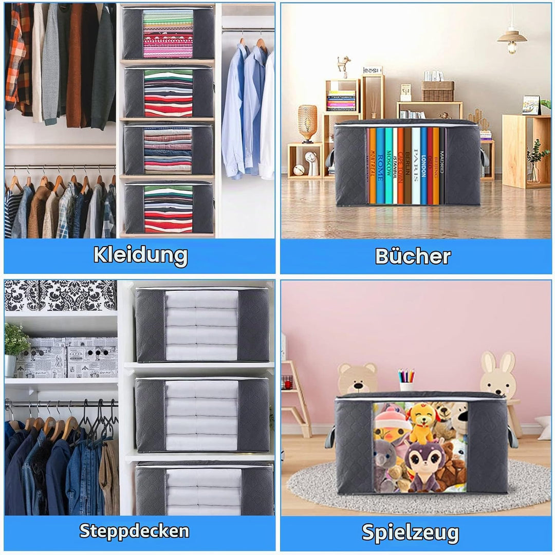 Withosent 6 Stück 90L Grosse Aufbewahrungstasche Schrank Organizer Set, Faltbare Kleideraufbewahrung