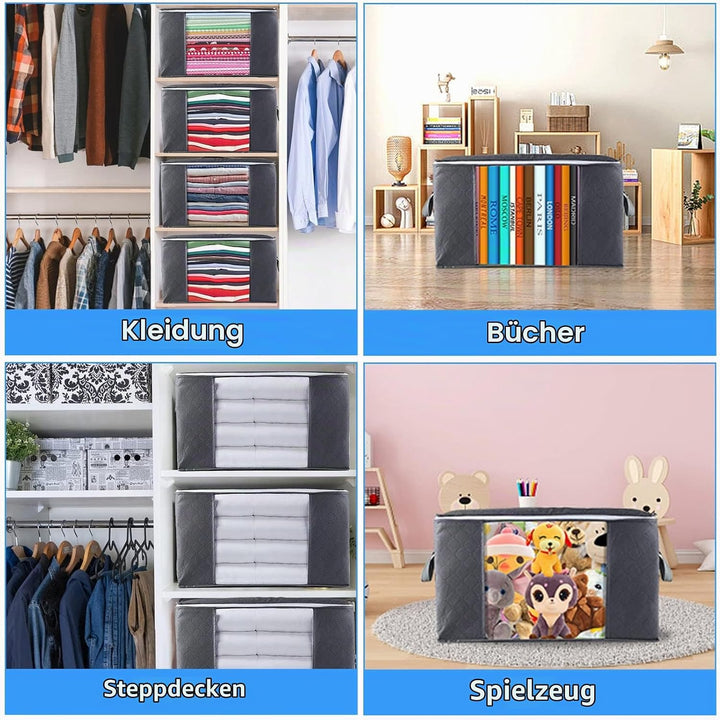 Withosent 6 Stück 90L Grosse Aufbewahrungstasche Schrank Organizer Set, Faltbare Kleideraufbewahrung