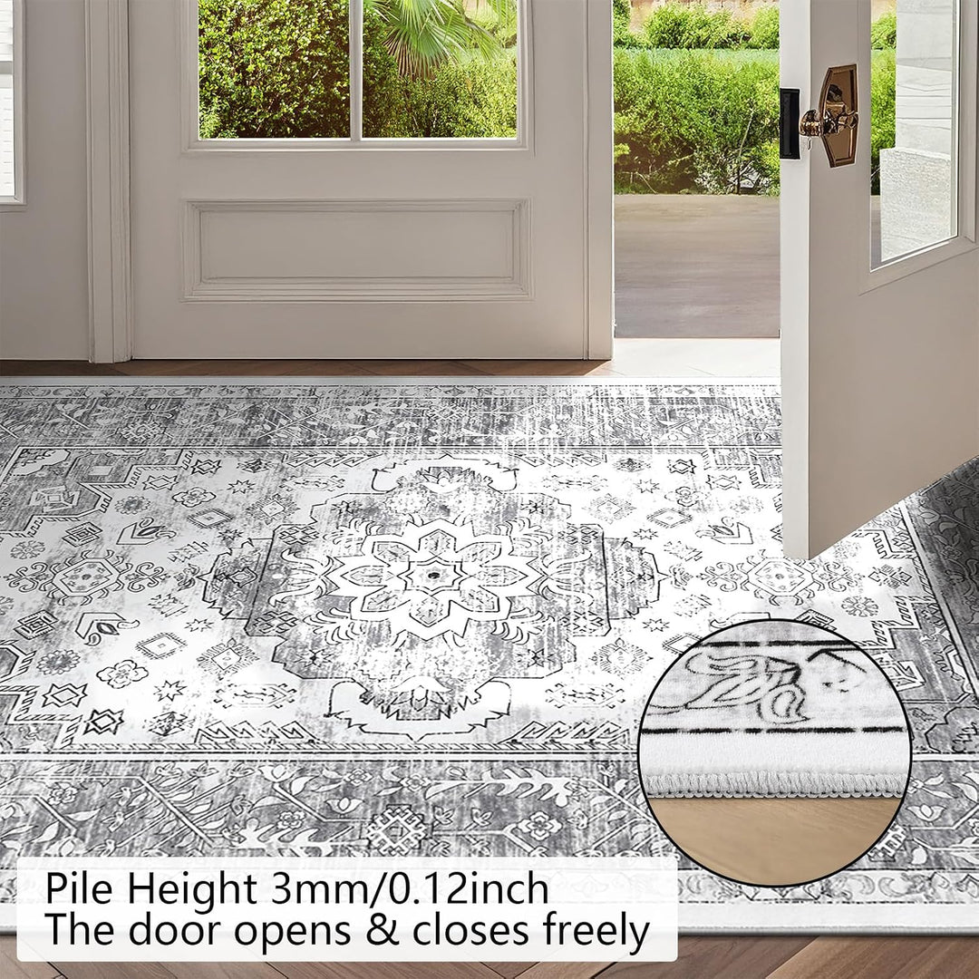 Enyhom Teppich Wohnzimmer 120 x 180 cm Schlafzimmer Teppich, Grosser Waschbarer Kurzflorteppich Vint