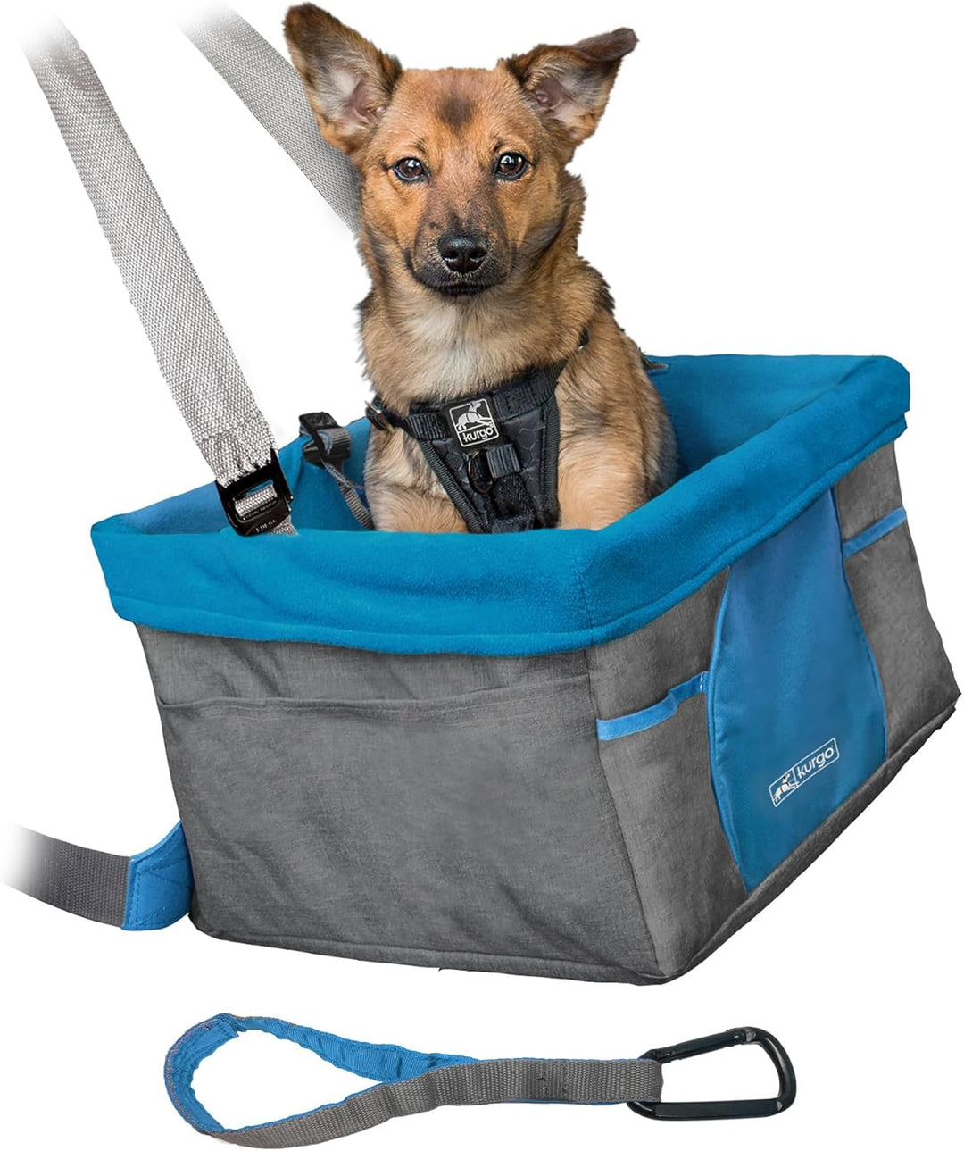Kurgo Skybox Sitzerhöhung Auto für Hunde & Haustiere, Hunde Autositz, inkl. Hunde Anschnallgurt Auto