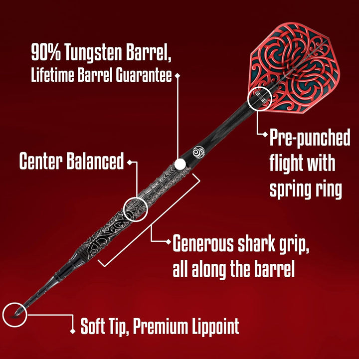 Shot Darts Warrior Kapene Captain 90% Tungsten Softdarts Gewicht: 20g, Gewicht: 20g