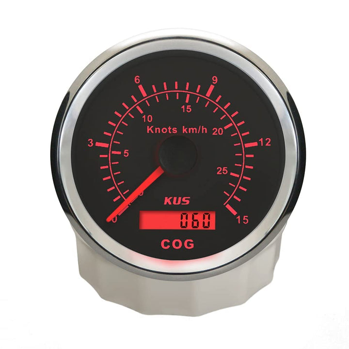 KUS Universal-GPS-Tacho, 15 Knoten, 28 km/h, Geschwindigkeitsmesser, für Boote, Yachten, 85 mm, mit