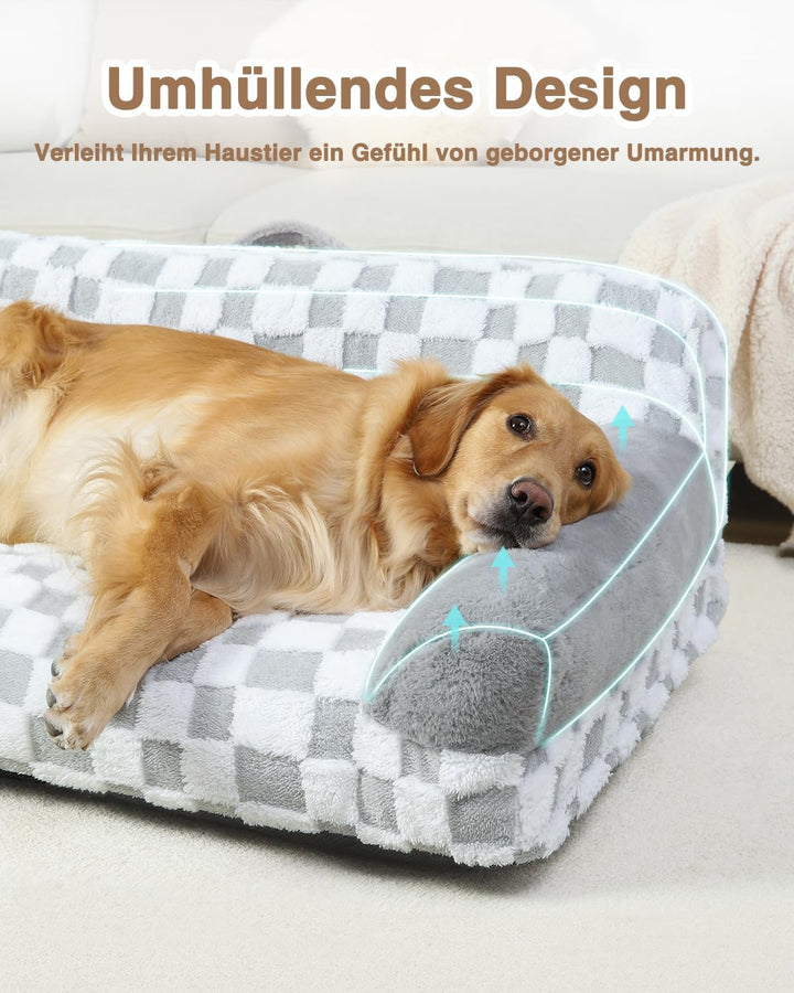 KSIIA Orthopädisches Katzenbett Flauschig 104x69cm, Abnehmbar Katzensofa Hundebett Waschbar, Hundeso
