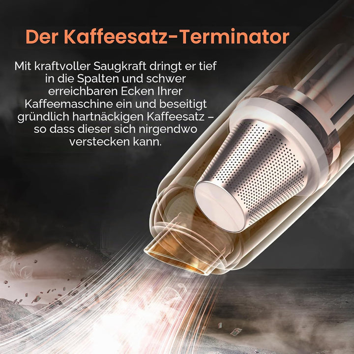 IKAPE Kabelloser Kaffeesatz-Staubsauger – Tragbarer Handstaubsauger mit HEPA-Filter, per USB-C aufla