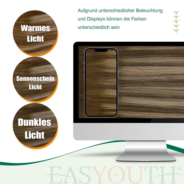 Easyouth Zopf Extension Echthaar Pferdeschwanz Extensions Echthaar Ombre Mittelbraun Mix Honigblond