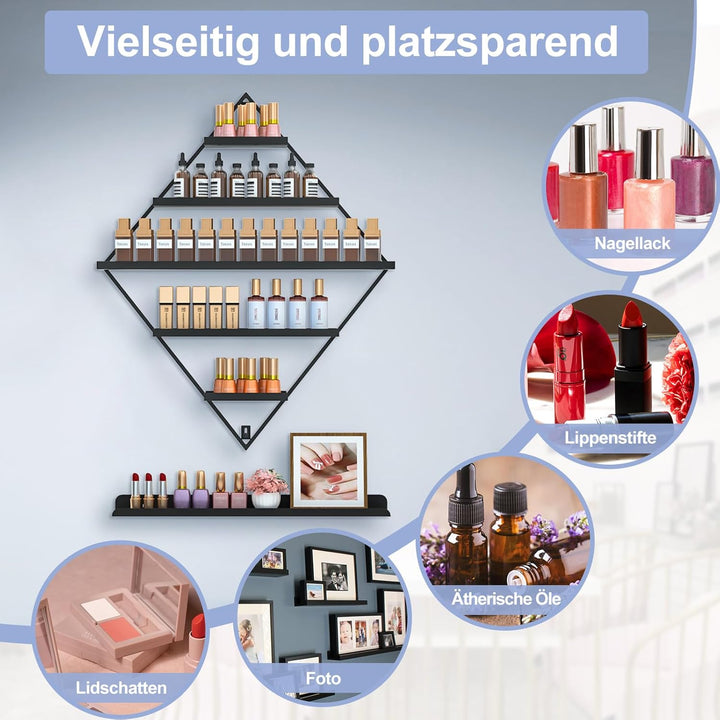 LADOKEE 2 Sets Nagellack Aufbewahrung,Nagellack Organizer Metall Parfum Regal 5 Ebenen Wandmontierte
