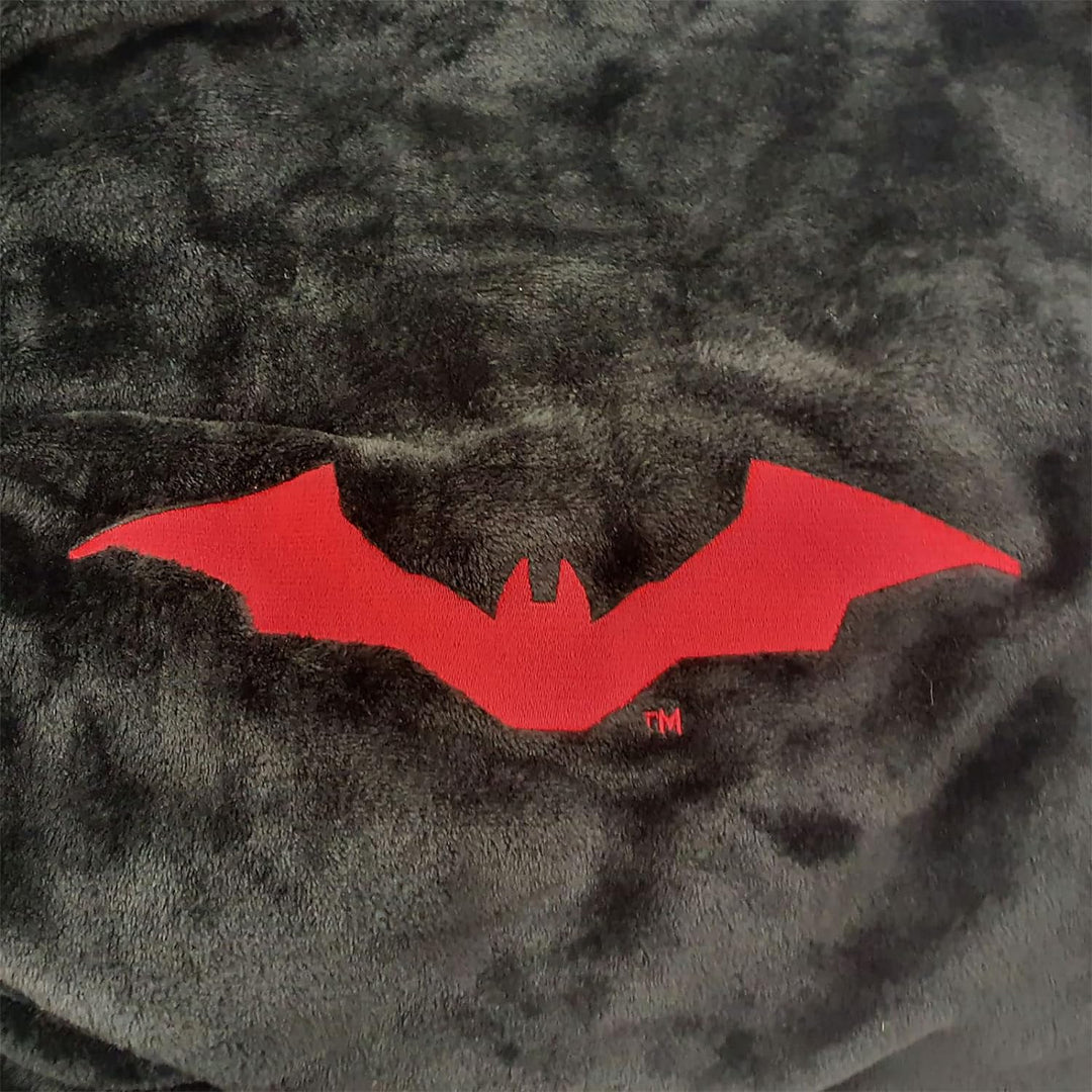 Elbenwald The Batman Bademantel mit Batsignal Motiv mit Kapuze Gürtel unisex schwarz rot