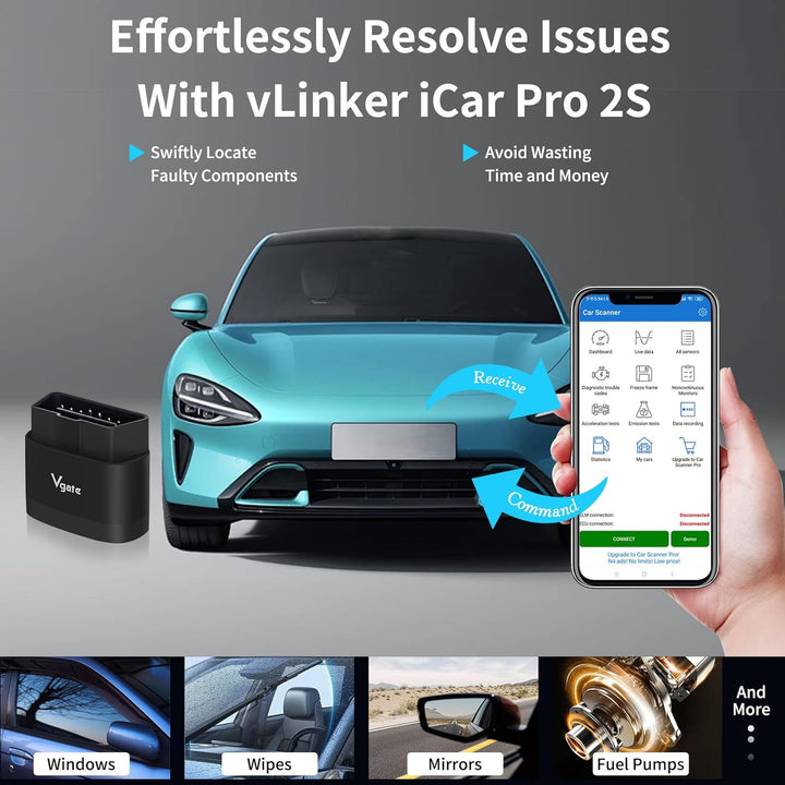 Vgate iCar Pro 2S OBD2 Bluetooth Adapter Motor überprüfen Fahrzeug Code-Leser Diagnose Scanner-Werkz