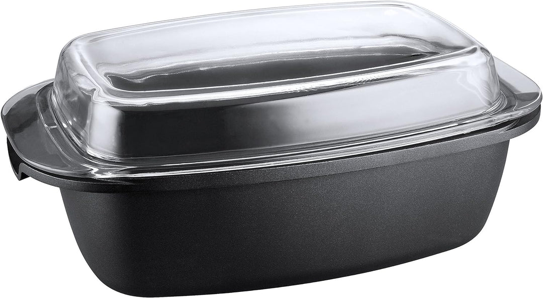 Kopf Bräter Pic (Aluguss, 5,2 Liter, inkl. Glasdeckel / Auflaufform, Induktion) schwarz induktionsge