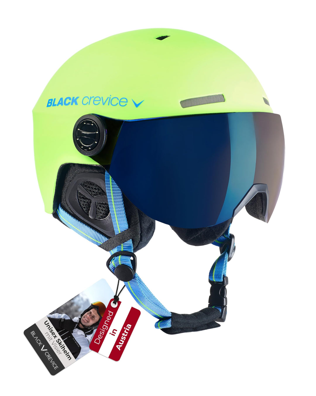 BLACK CREVICE Skihelm Gstaad I Skihelm mit Visier im Pilotenstyle I Skihelm Herren & Damen I Skihelm