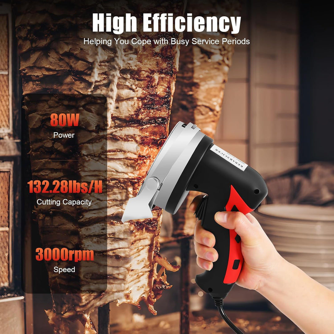 SHZICMY Dönermesser, Elektrisches Kebabschneider 80W Profi Schneidemesser Edelstahl Gyrosmesser für