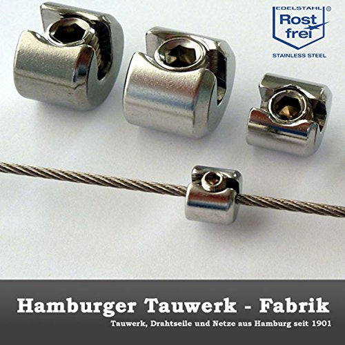 Klemmstopper 1-teilig Seilstopper Drahtklemme Drahtseilklemme Klemme Drahtseil V4A Edelstahl - 10 St
