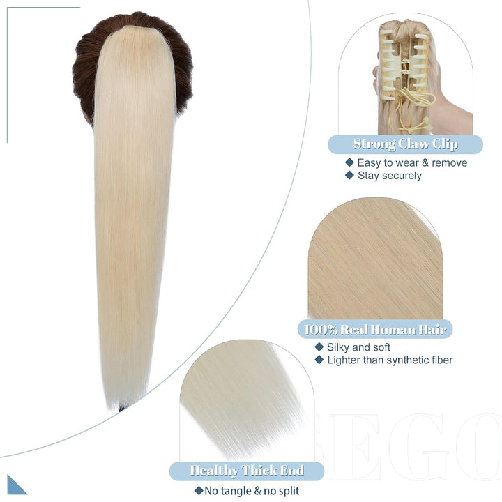 SEGO Ponytail Extension Echthaar Pferdeschwanz Zopf Clip in Haarteil Haarverlängerung 100% Remy Haar