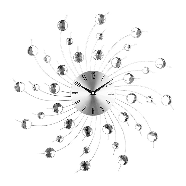 Moderne 3D-Kristall-Wanduhr – Feier Dekorative Metall-Wanduhr, Silber Spiegel funkelnd, glitzernd, d