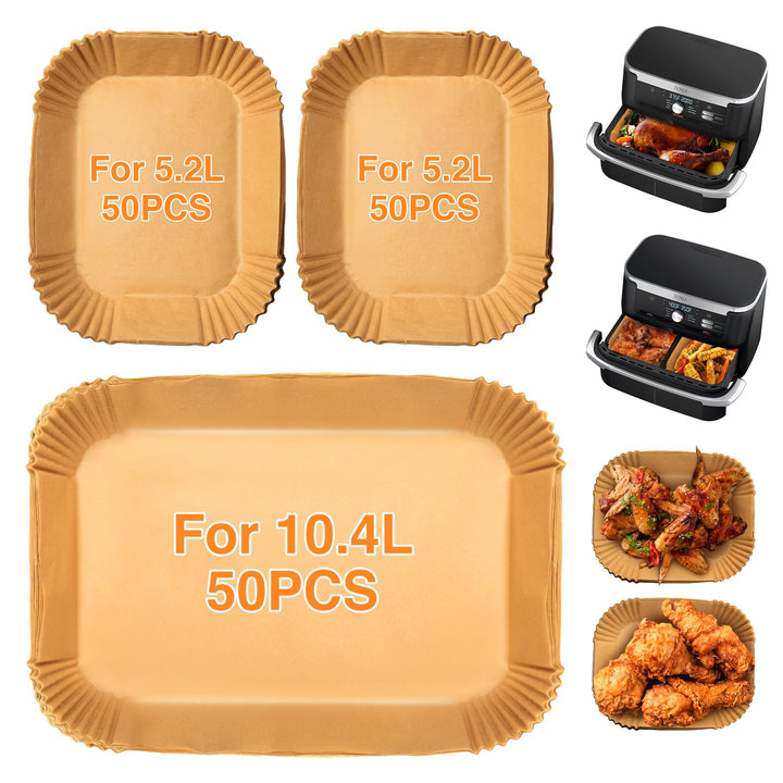 Backpapier für Heissluftfritteuse 150 pcs für Ninja Flex Drawer Dual Zone AF500EU 10,4L, Airfryer Ba