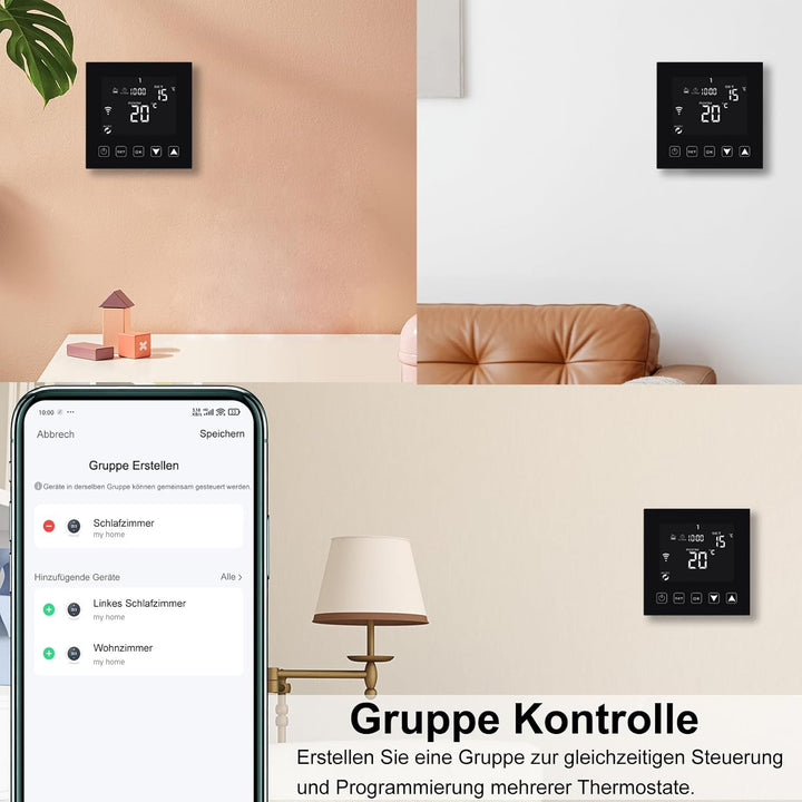 KETOTEK Elektrische Fussbodenheizung Thermostat WiFi 16A Alexa Google Assistant Kompatibel, WLAN Rau