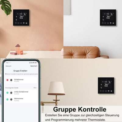 KETOTEK Smart Thermostat WiFi für Wasser/Gas Boiler 3A Kompatibel mit Alexa Echo/Google Home/Tuya, P